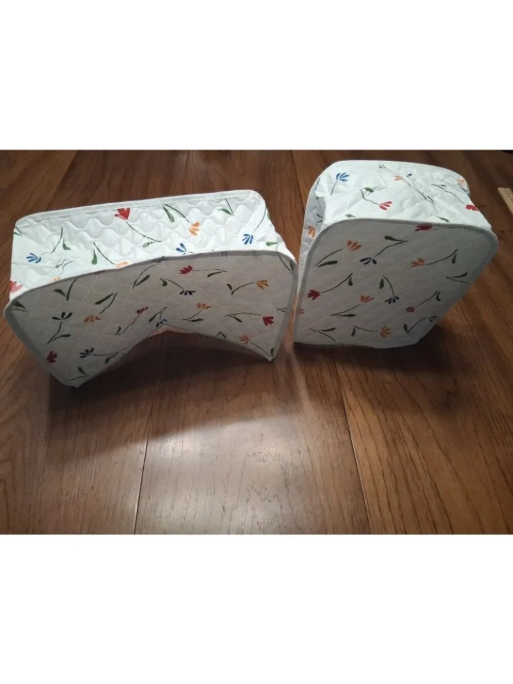 Vintage White w/Flower Quilted Vinyl Appliance Covers Lot of 4 Toaster Mixer